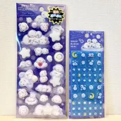 シマエナガ 2点セット★ ピカプニシール ドロップブロックシール タイルシール