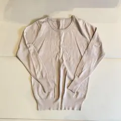 しまむらベージュユーネック　無地　薄手ニットセーター