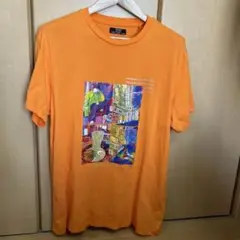 メンズ　オレンジ イラスト Tシャツ　半袖