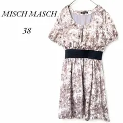 ミッシュマッシュ ローズ柄 ワンピース 半袖 M ピンクベージュ 花柄 上品のサムネイル