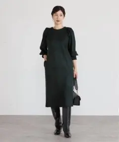 23AW❤️未使用級　ヴェルメイユパーイエナ　ロングワンピース　ブラック VERMEIL par iena 「VERMEIL iena」 長袖ワンピース FREE