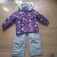 子供用防寒ウェアセット 紫色 雪の結晶