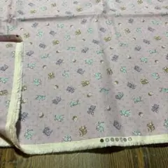 新品 未使用 アニマル ぬいぐるみ柄 パープル 布 コットン 生地 212x51