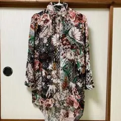 花柄 総柄シャツ ブラウス七分袖