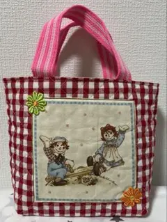 カントリー　赤チェック柄　トートバッグ　アン＆アンディ　一点物