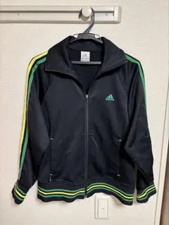 adidas ジャージジャケット ブラック/グリーン/イエロー