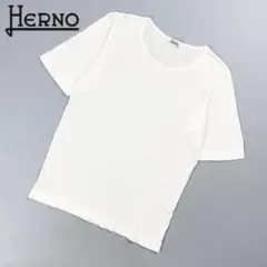 HERNO 半袖コットンニットTシャツ ホワイト サイズ46*CD432