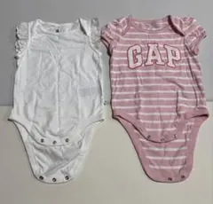 ギャップ　ピンクストライプロンパース　ホワイトロンパース　半袖　夏
