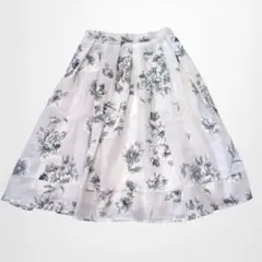 マーキュリーデュオ 花柄フレアスカート ひざ丈 ウエストゴム 清楚 春夏用 総柄