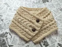 手編み アラン模様のネックウォーマー アイボリー