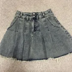 ダークグレー デニム プリーツスカート