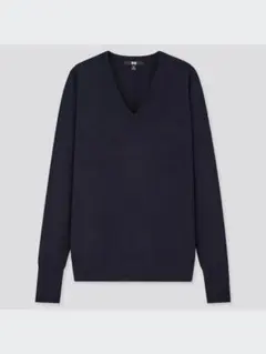 ユニクロ エクストラファインメリノVネックセーター WOMEN S ネイビー