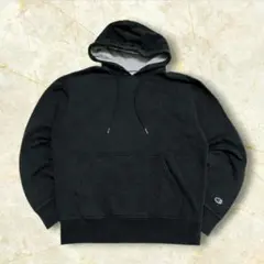 チャンピオン 刺繍ロゴ 白タグ スウェットパーカー プルオーバー メンズ 黒XL