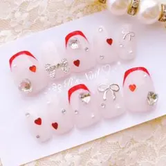 ネイルチップ フレンチガーリー ワンホン 量産型 韓国 りぼん y2k スト系