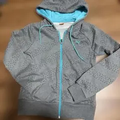 PUMA フード付きパーカー グレー/ターコイズ