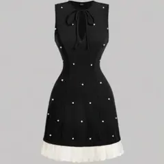 ‼️美品‼️エレガント ブラック ノースリーブ ミニワンピース