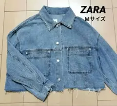 zara 丸襟クロップドデニムジャケット - メルカリ