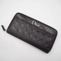 美品】クリスチャンディオール 二つ折り財布 ブラック カナージュ