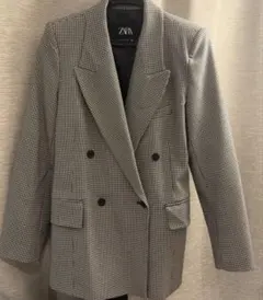 ZARA チェック柄 ダブルブレストジャケット S