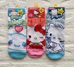 【新品】サンリオ 靴下 3足 23〜25㎝ キティ シナモン ダニエル