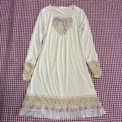美品　axesfemmeアクシーズ レース装飾付きアイボリーインナーワンピース