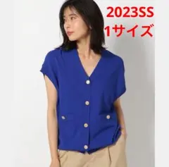 未使用＊BARNYARDSTORM 金ボタンニットベスト 上品見え 青のサムネイル
