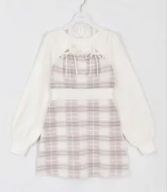 evelyn リボンチェックタイトOP