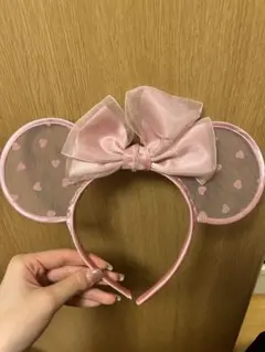 ディズニー ハート模様カチューシャ ピンク ミニー