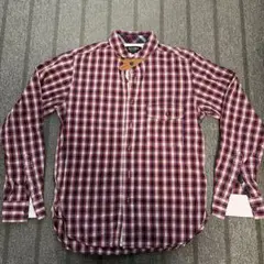 BEAMSHEARTチェック柄 長袖シャツ レザー襟 S