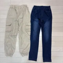 パンツ 2本セット デニム、カーゴ　長ズボンのサムネイル