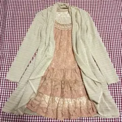 axesfemmアクシーズ カーディガン風チュニックフリルレース装飾付き