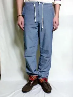 プロフ必読CORISCOシャンブレーチェックイージーパンツ