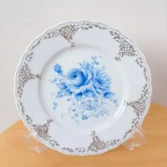 ヘレンド　マスターペインターから教わった　ブルーローズのプレート　ハンドメイド