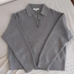 UNIQLO スムースコットンポロセーター　グレー　XL
