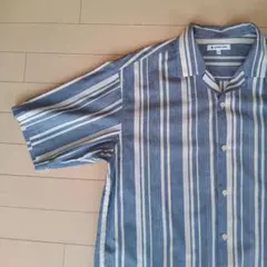 半袖シャツ　ストライプ　L ブルー
