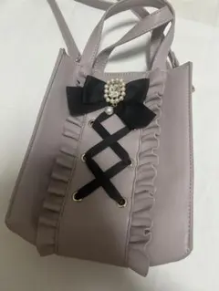 薄紫のフリルリボンショルダーバッグ