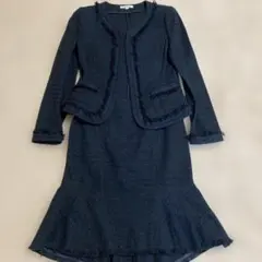 ナラカミーチェ　セレモニースーツ　ツイード　ネイビー　紺　M 3点セット