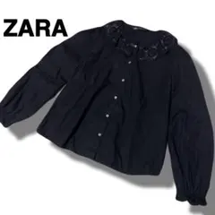 ZARA ザラ　ブラック レース襟 長袖シャツ　黒　トップス　シャツ　ブラック