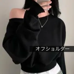 オフショルダー ブラック　オフショル肩出トップス　クロップ丈　フリーサイズ