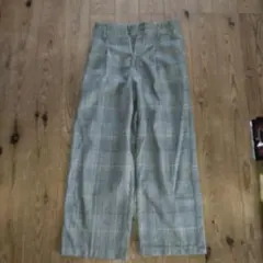 グレー系チェック ワイドパンツ
