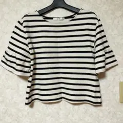 エフデ　ボーダー　カットソー　9　Tシャツ　フリル袖　ゆったりのサムネイル