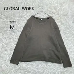 【GLOBAL WORK】ワッフル Vネック ニット【M】長袖 プルオーバー