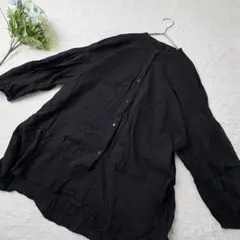 アメリカンホリック　バンドカラーシャツ　長袖　ノーカラー　ドロップショルダー　L