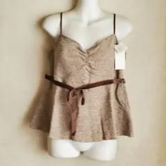 ユニクロ　ツィーディ　タンクトップ リボンベルト付き ブラウン系 新品タグ付き