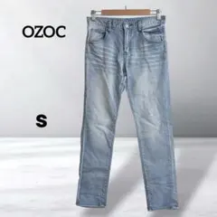 オゾック ダメージ加工ライトブルーデニムパンツ スリムストレート レディース