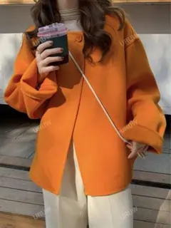 オーバーコート　ドロップショルダー　フード付き