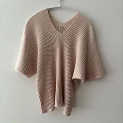 UNIQLO リブ編み 半袖ニット ピンク S 3dニット