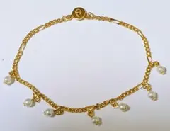 ★ゴールドメッキ パール付きチェーンブレスレット