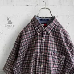 【希少！ＸＬサイズ】トミーヒルフィガー　BDシャツ　半袖　チェック柄