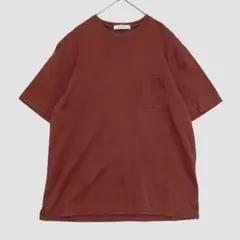 グリーンレーベルリラクシング　クルーネックポケットカットソー　赤茶　S